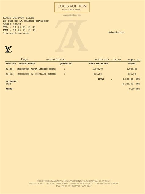 facture louis vuitton pdf